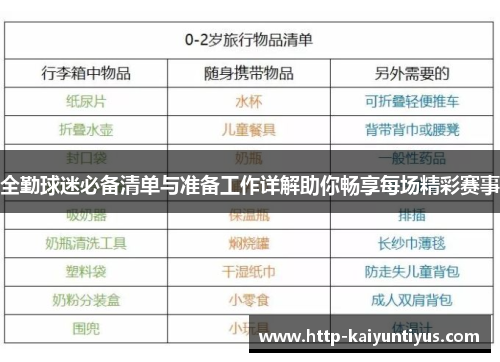 全勤球迷必备清单与准备工作详解助你畅享每场精彩赛事